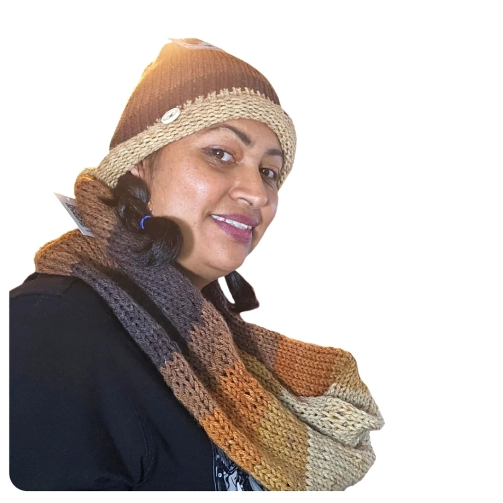 Handmade Crochet Scarf and Beanie Set Fall Colors